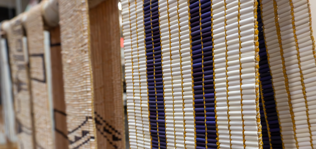 Fabrics hanging with woven patterns