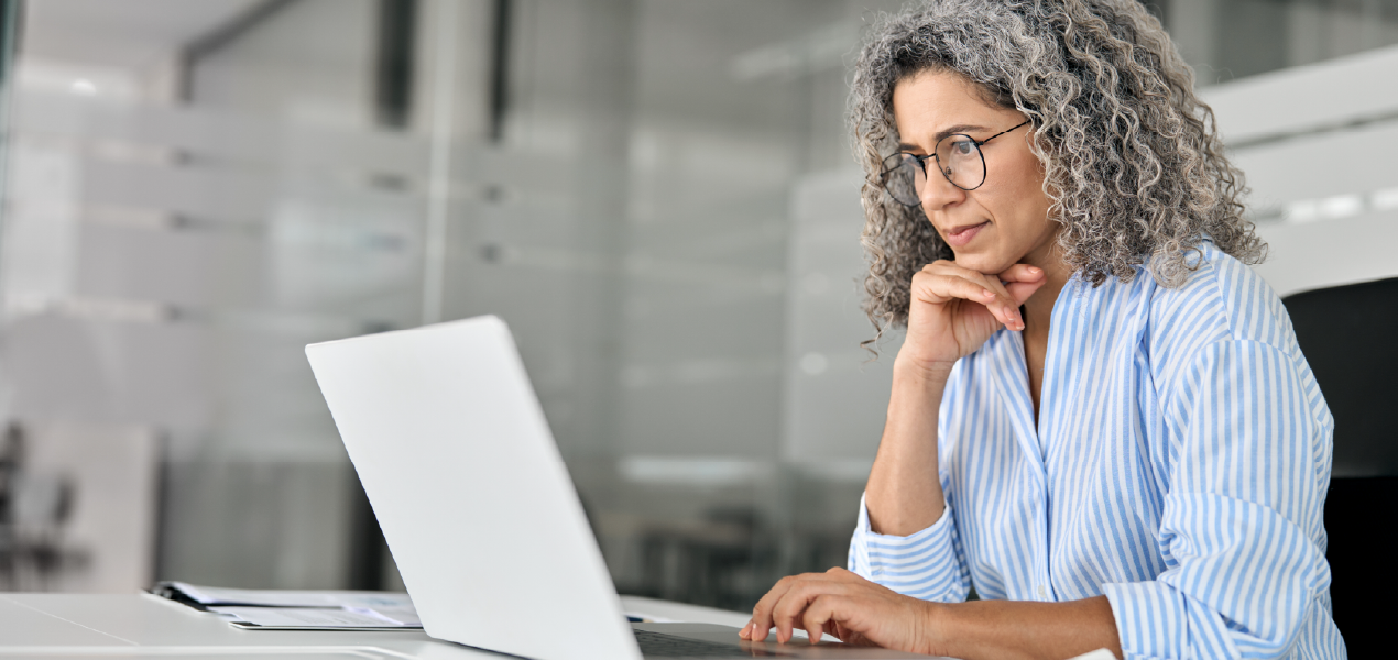 Woman working in front of her laptop.